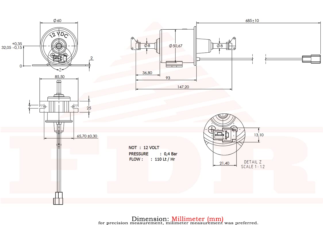 TTParts HEP02A Universal 12V Heavy Duty Electric Fuel Pump Metal Solid Petrol 12 Volts Replacement For Motorcycle Carburetor ATV Trucks Boats For Gasoline or Diesel Engine