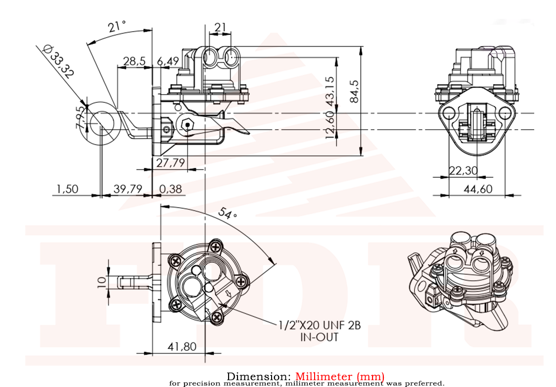 Fuel Lift Transfer Pump fits Massey Ferguson 245 235 2244 250 20 135 240 230 154-4 550 200 2500 203 30B 135 2135 20C 4500 205 30H 150 40 2200 20E fits Allis Chalmers 6040 fits Landini fits Perkins