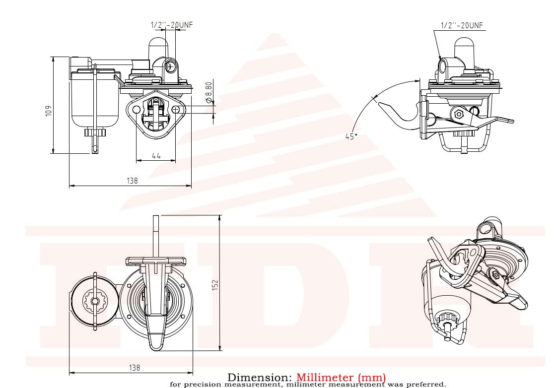 Fuel Pump For Perkins 4.203 Massey Ferguson 30 31 40 65 165 285 300 302 304 700 3165 1080 1085 892630M91 3637338M91 4222452M91 2641A065